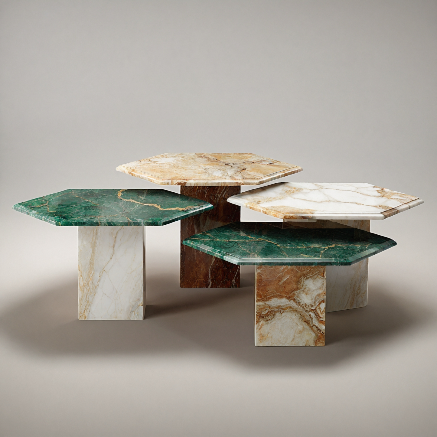 Natural Travertine Onyx And Marble Coffee Table