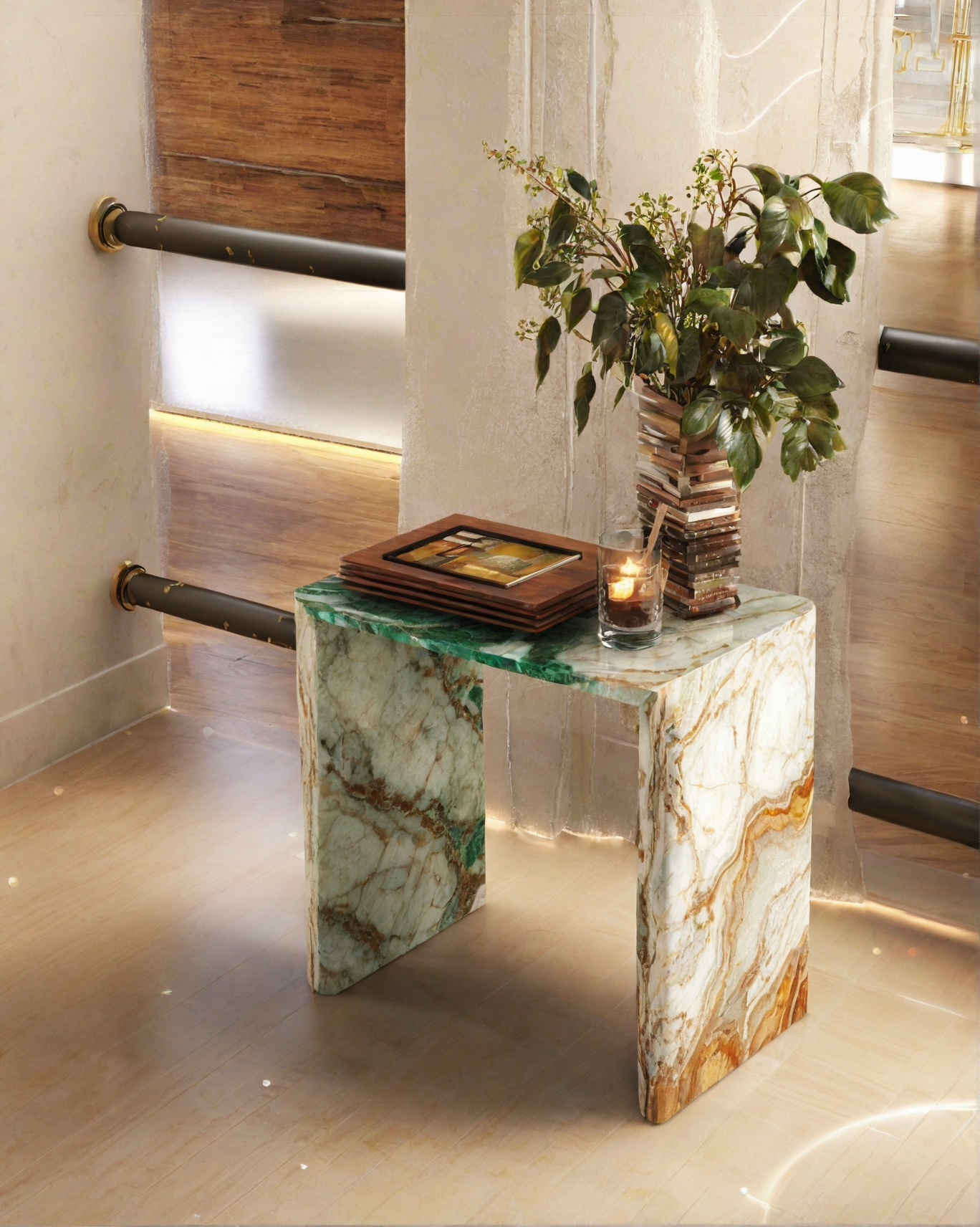 Natural Green Onyx Side Table