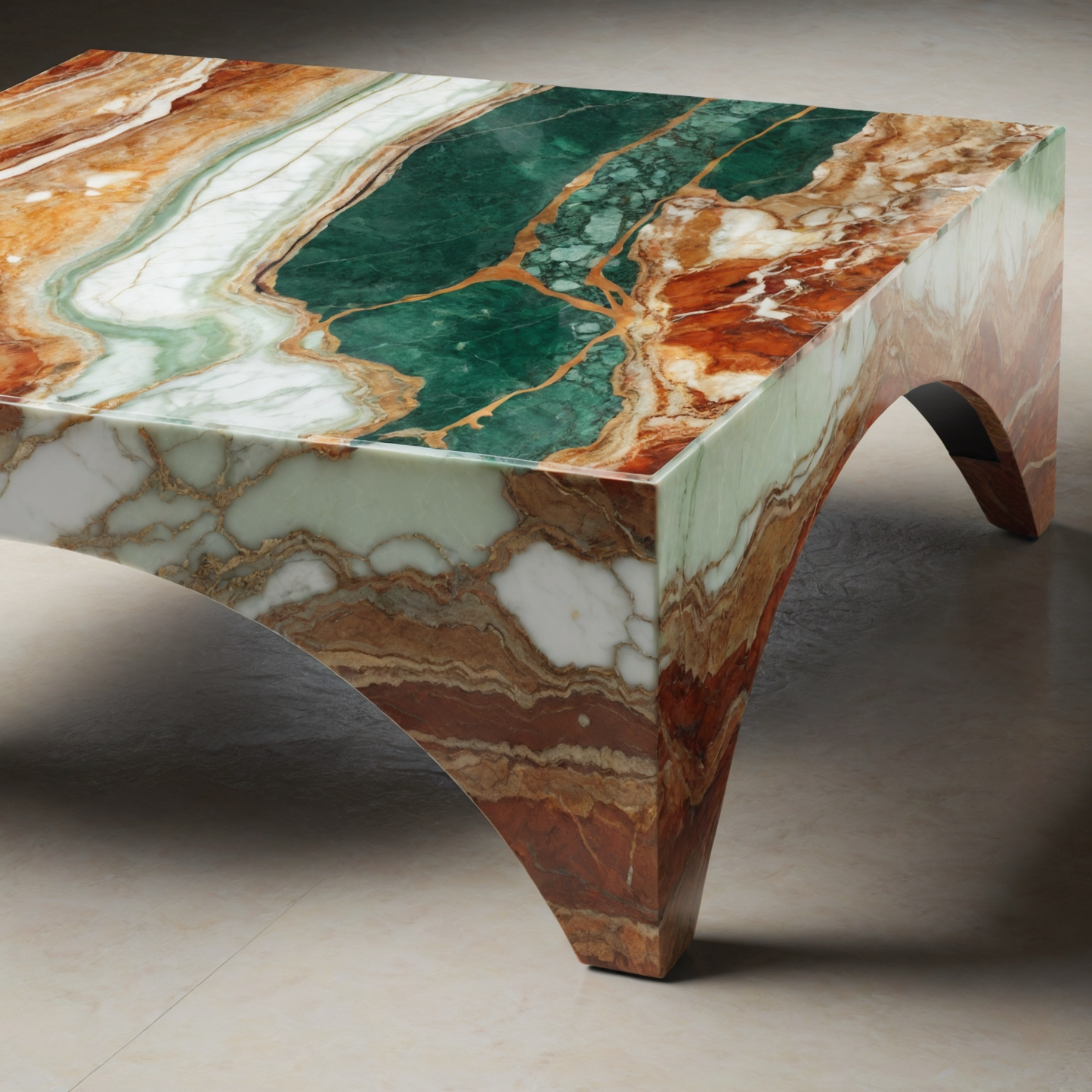Natural Travertine Onyx and marble Coffee Table