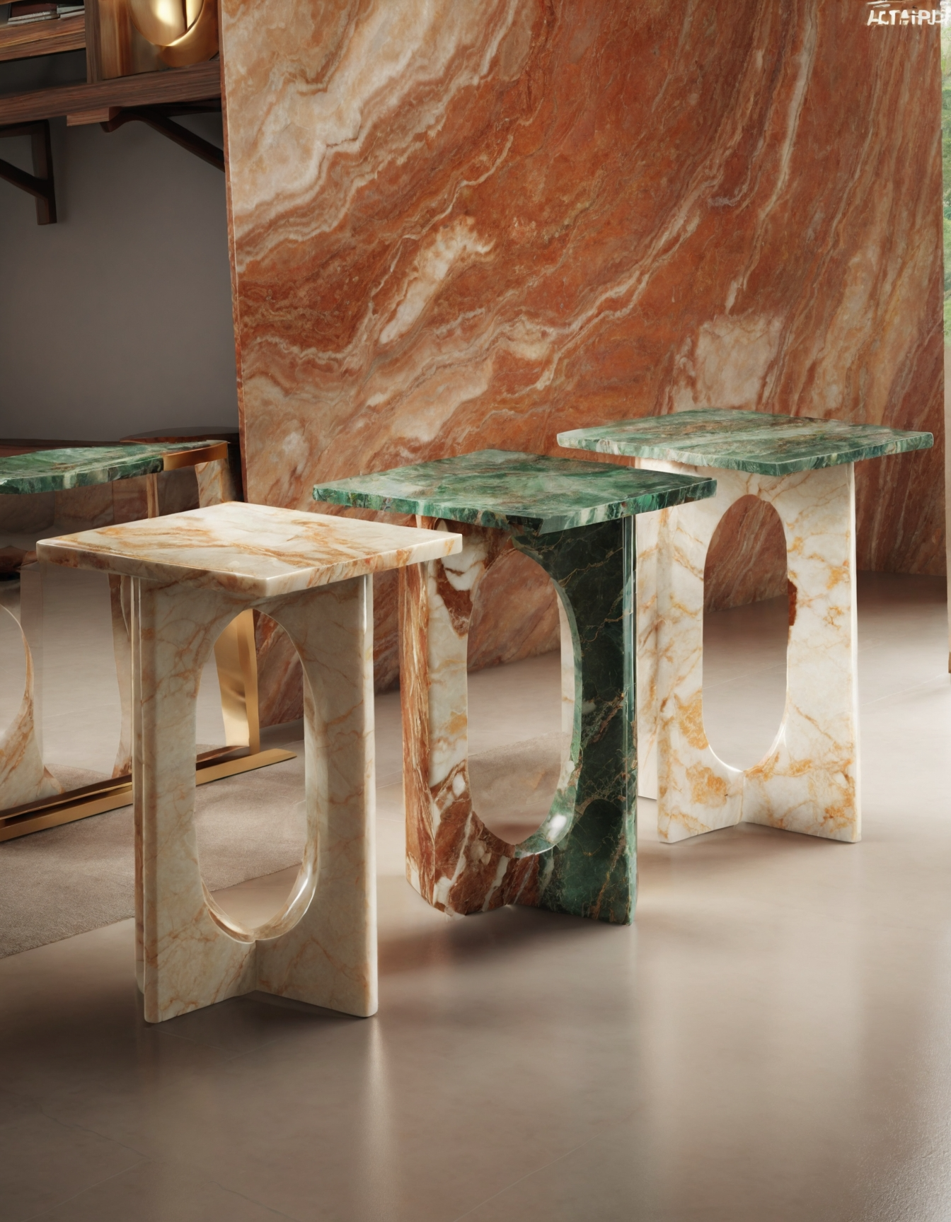 Elegant Modern Marble And Onyx Side Table