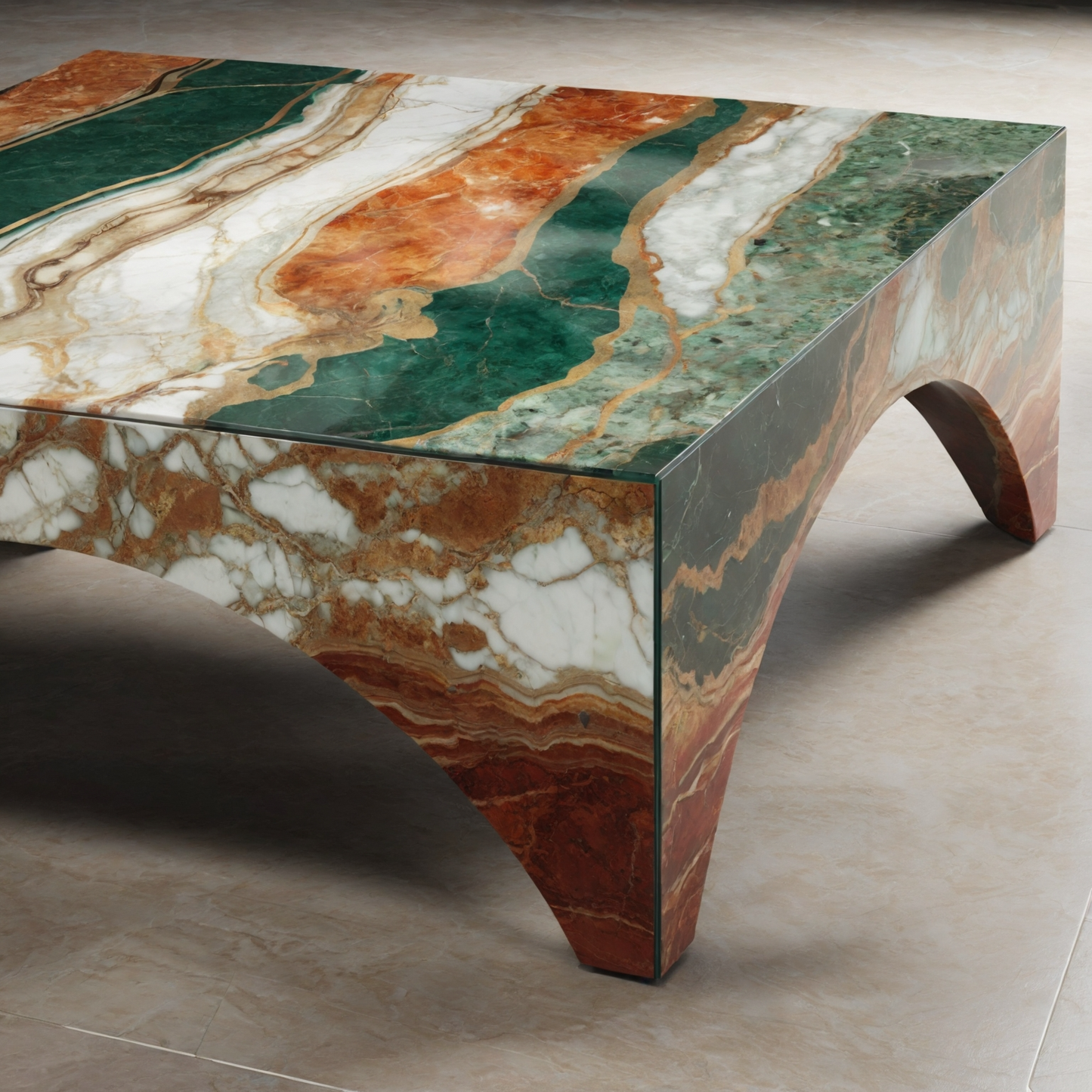 Natural Travertine Onyx and marble Coffee Table