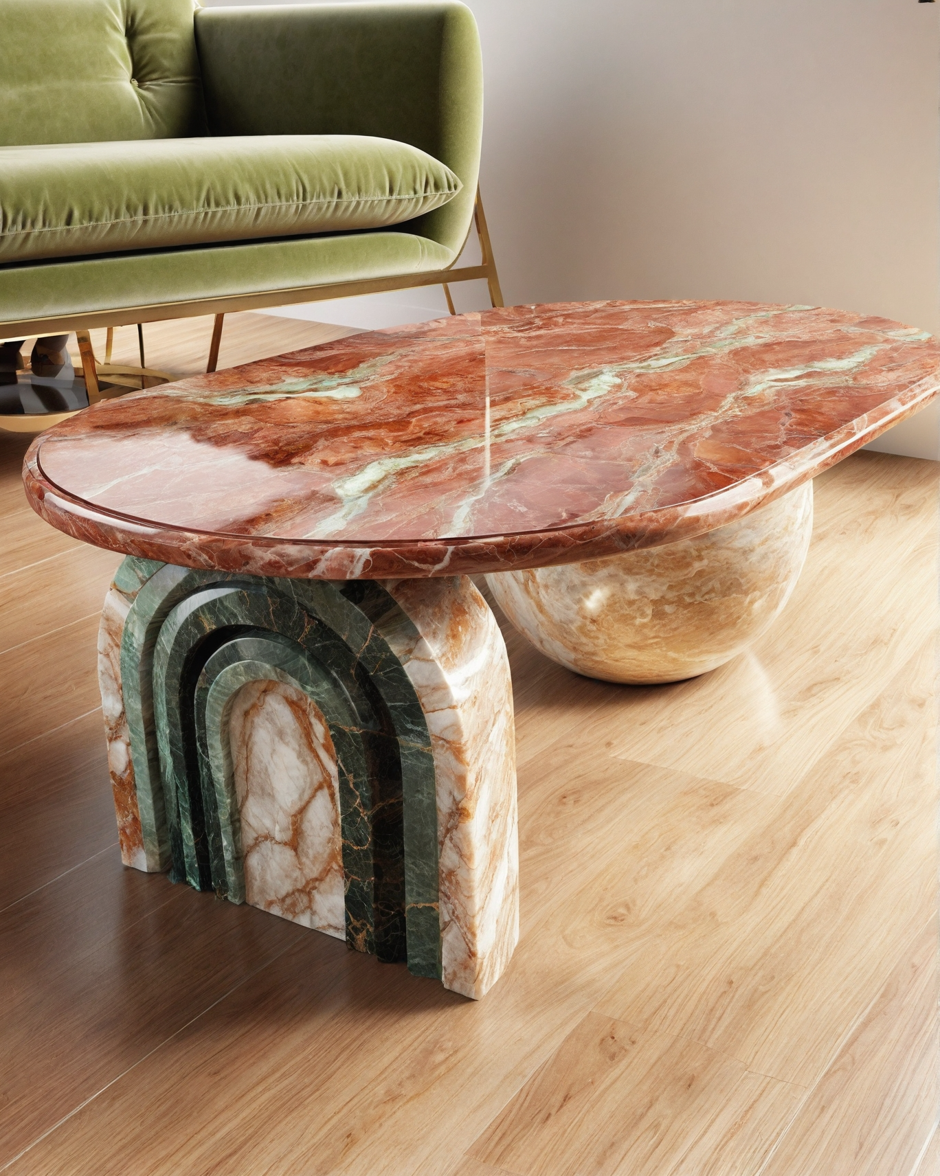 Carved Natural Luxury Travertine and onyx Table Coffee