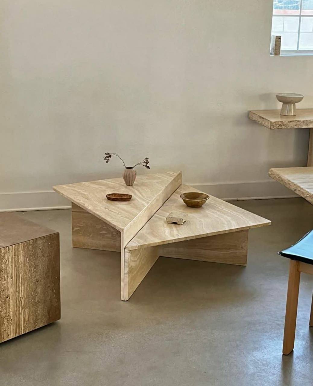 Natural Onyx and Travertine Coffee Table