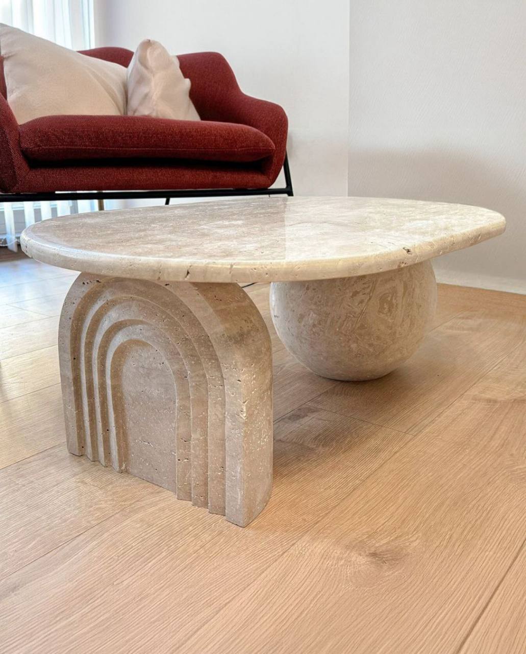 Carved Natural Luxury Travertine and onyx Table Coffee