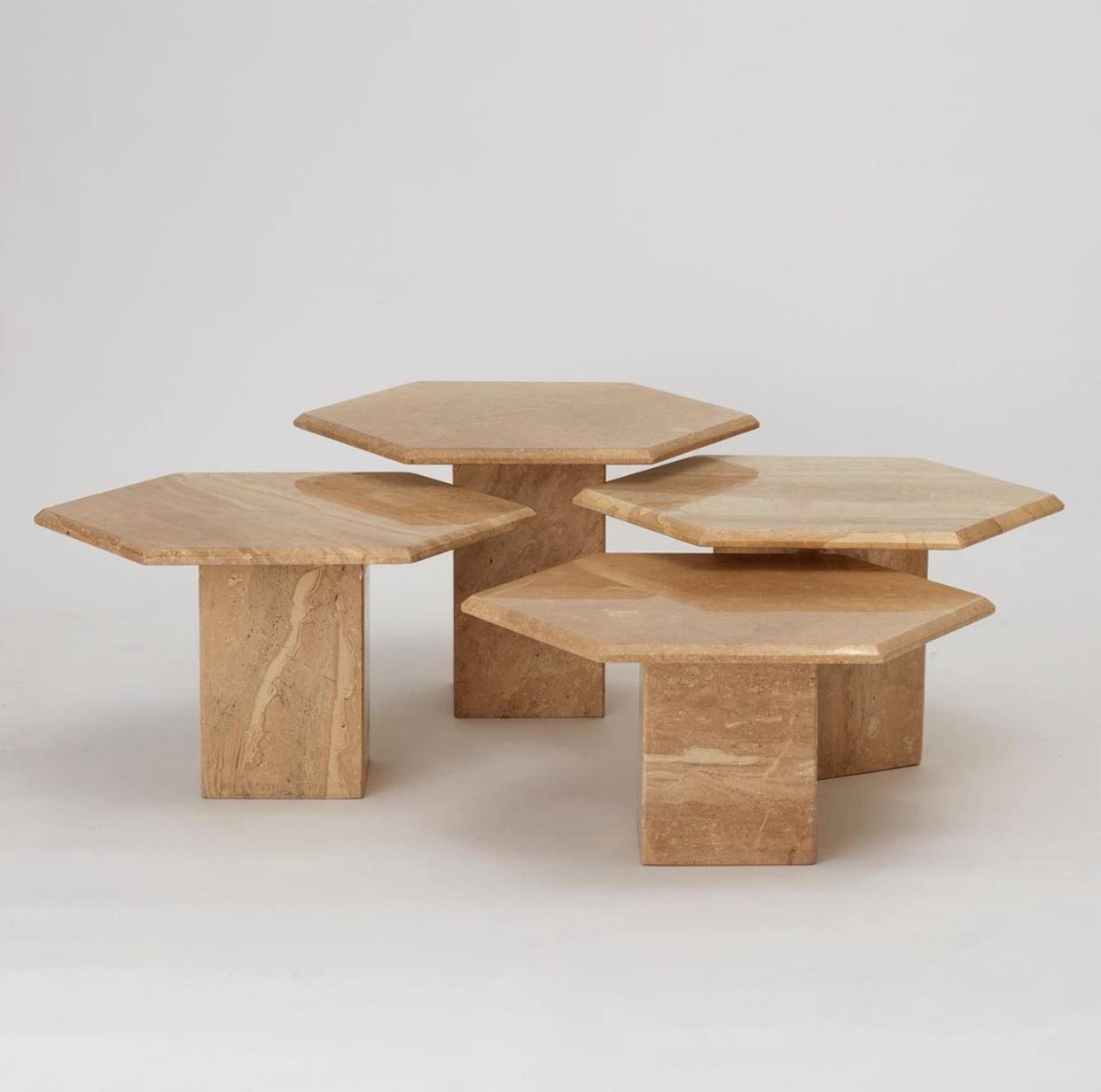 Natural Travertine Onyx And Marble Coffee Table