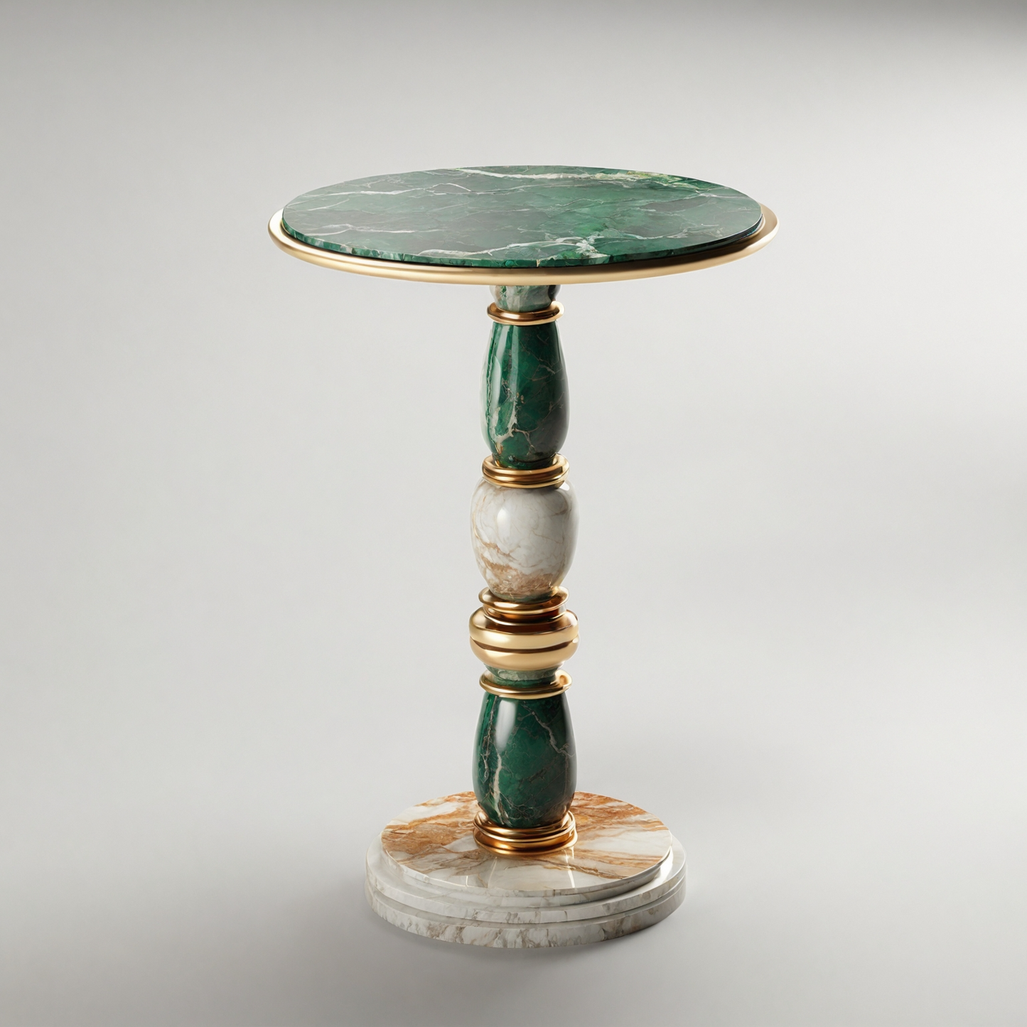 Carved Natural Onyx and Travertine Plant Stand