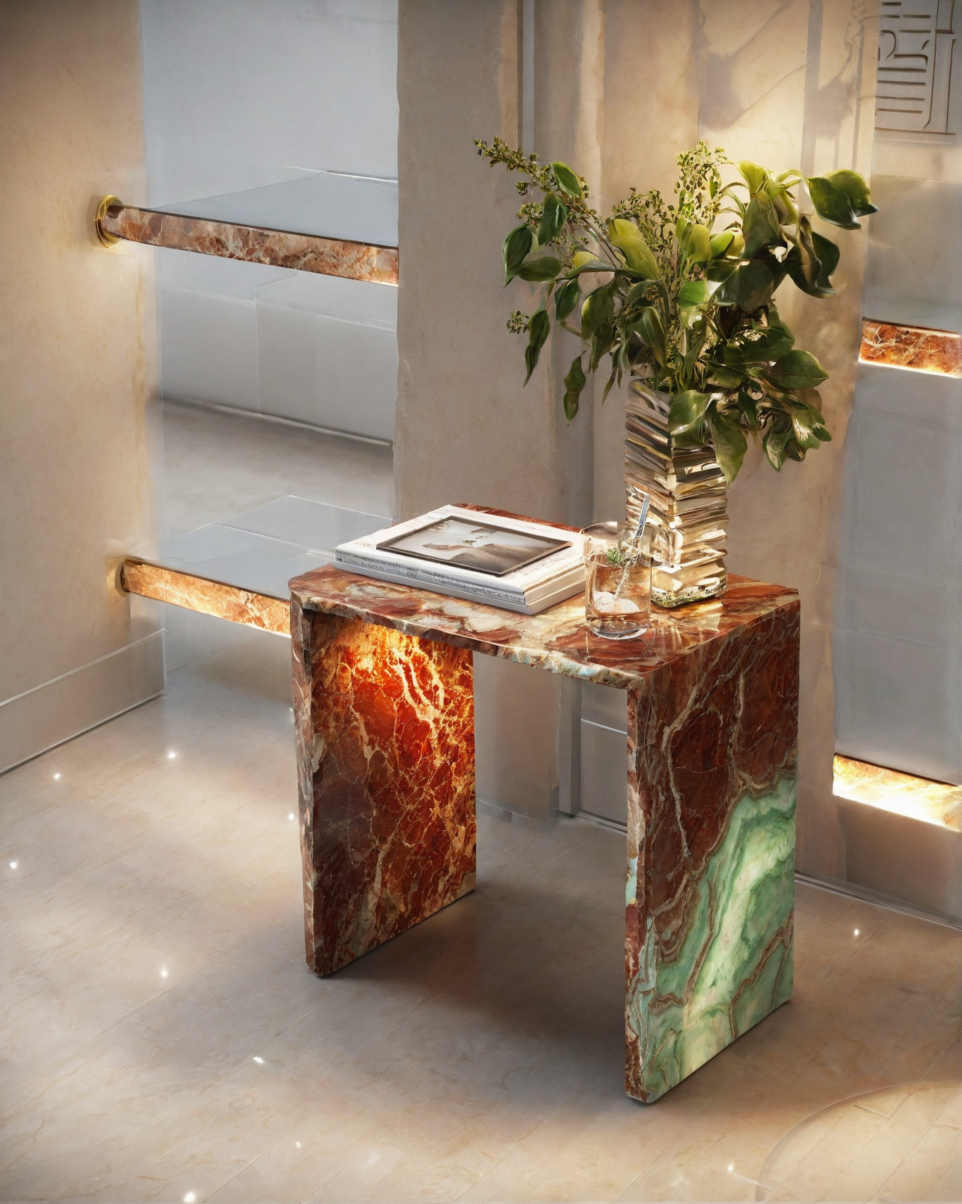 Natural Green Onyx Side Table