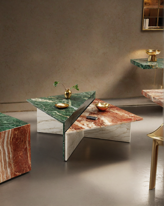 Natural Onyx and Travertine Coffee Table