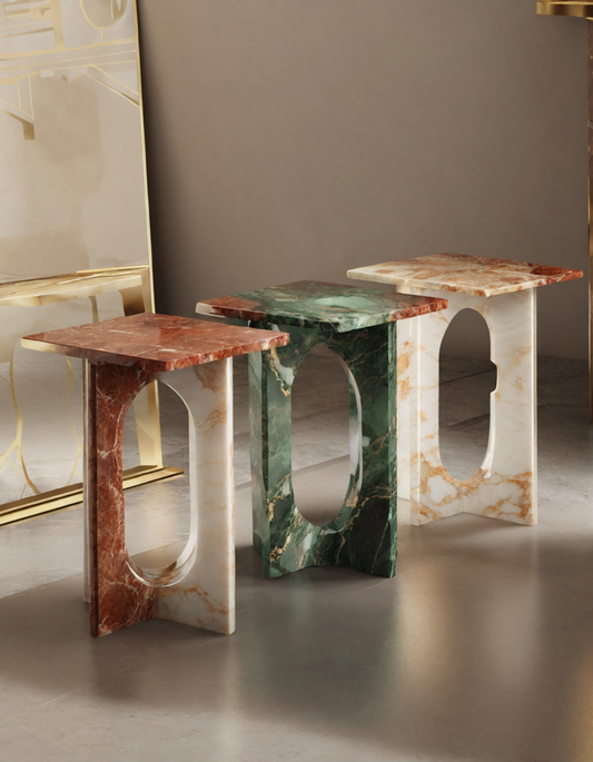 Elegant Modern Marble And Onyx Side Table