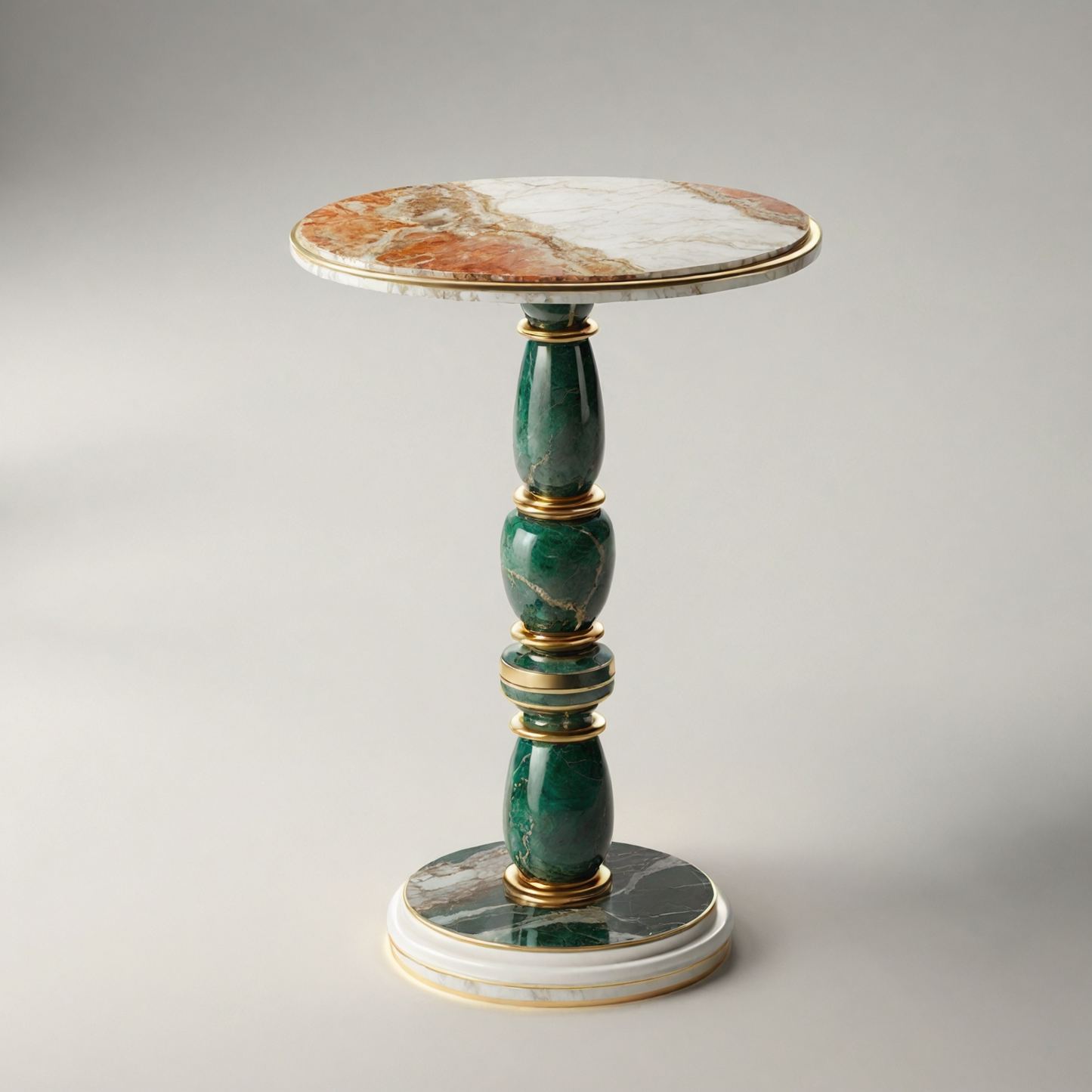 Carved Natural Onyx and Travertine Plant Stand