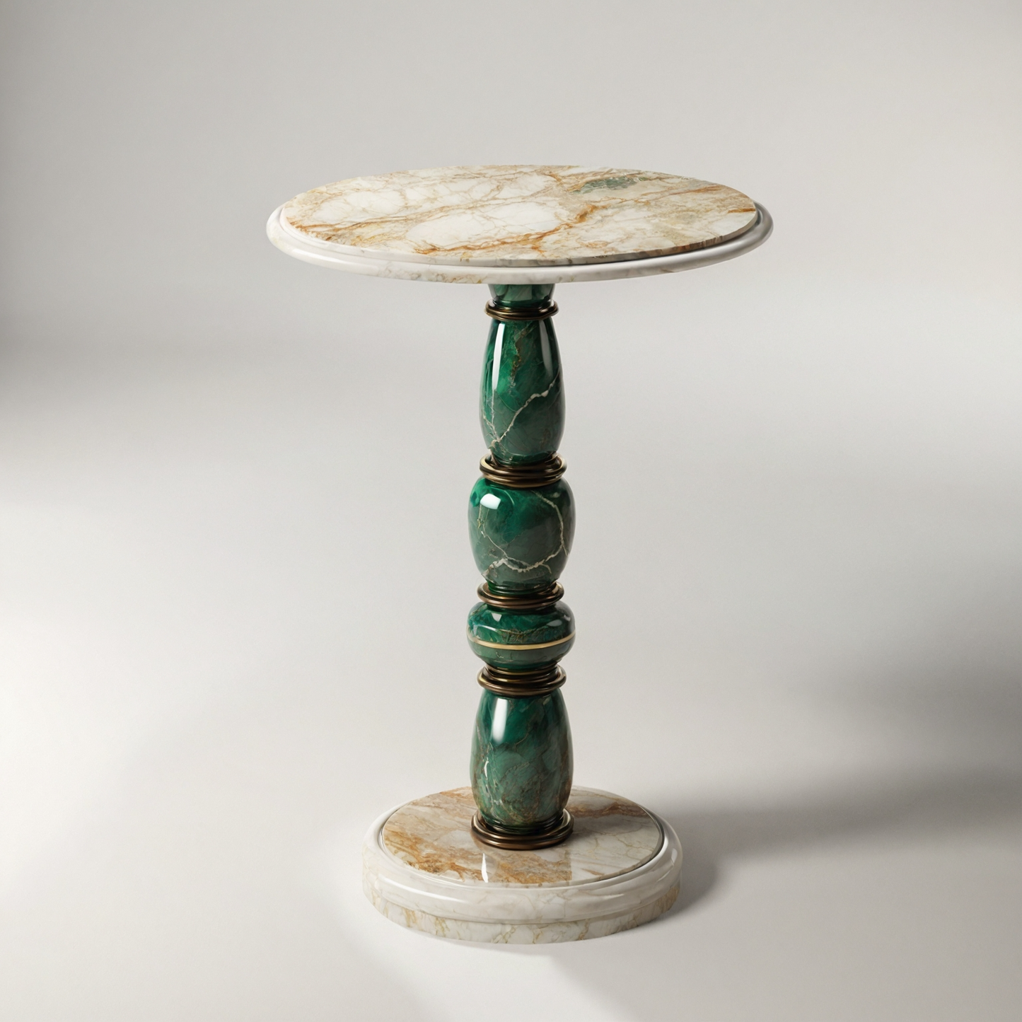 Carved Natural Onyx and Travertine Plant Stand