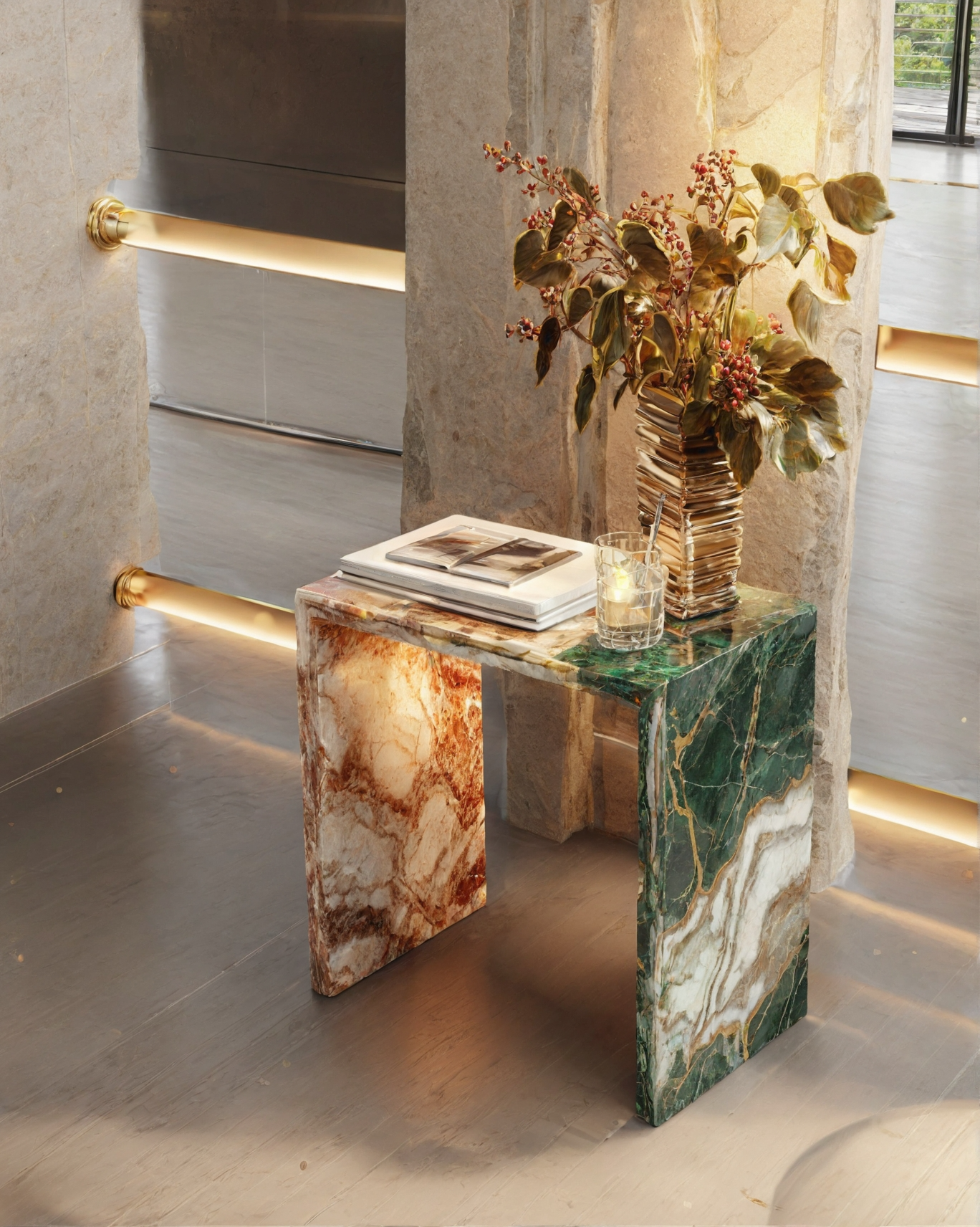 Natural Green Onyx Side Table