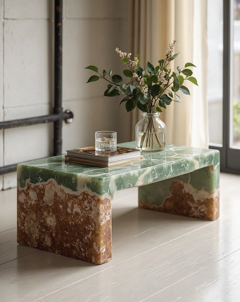 Natural Green Onyx Coffee Table