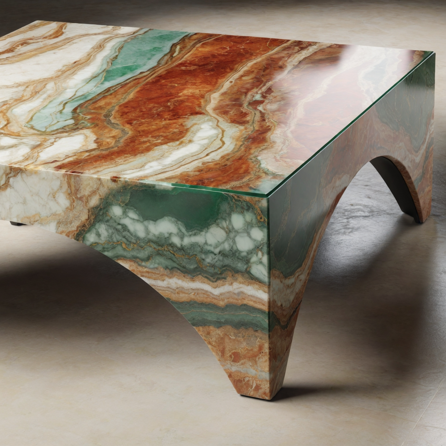 Natural Travertine Onyx and marble Coffee Table