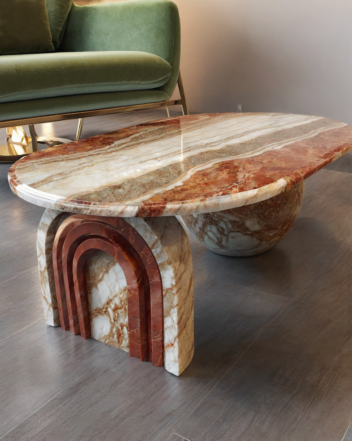 Carved Natural Luxury Travertine and onyx  Table Coffee