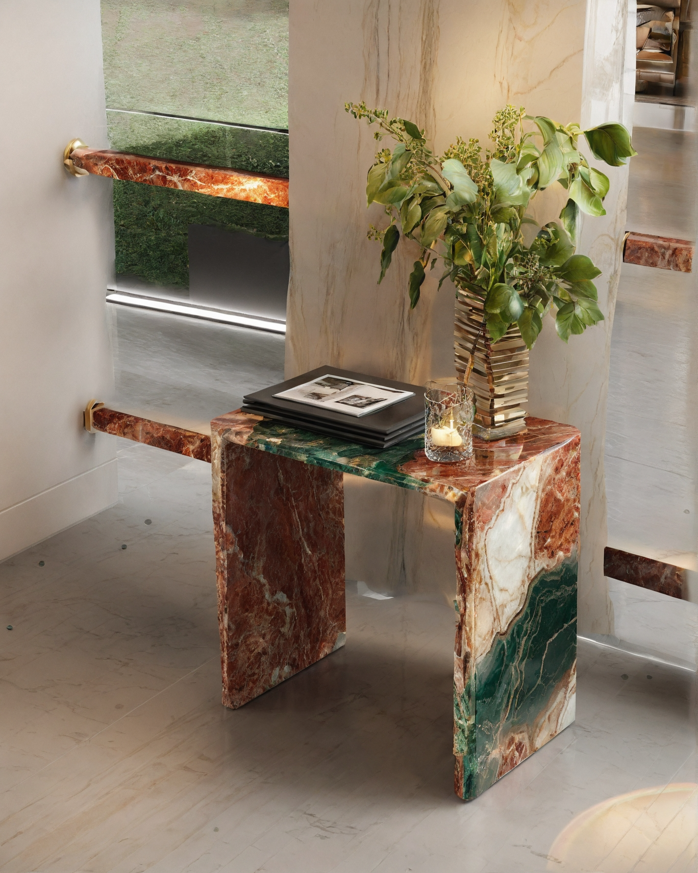Natural Green Onyx Side Table