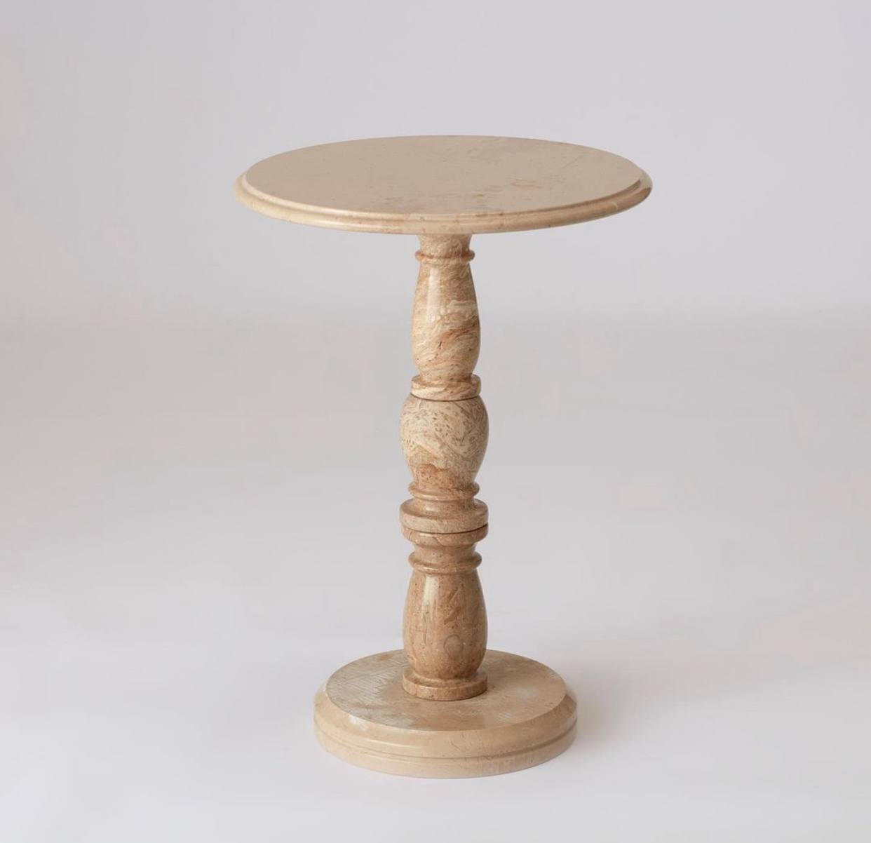 Carved Natural Onyx and Travertine Plant Stand