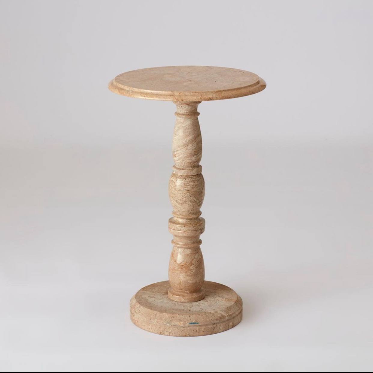 Carved Natural Onyx and Travertine Plant Stand
