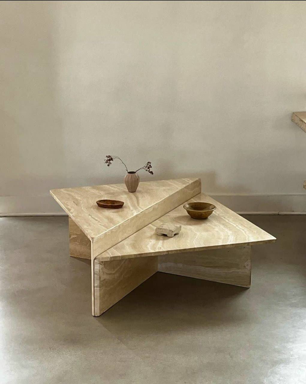 Natural Onyx and Travertine Coffee Table