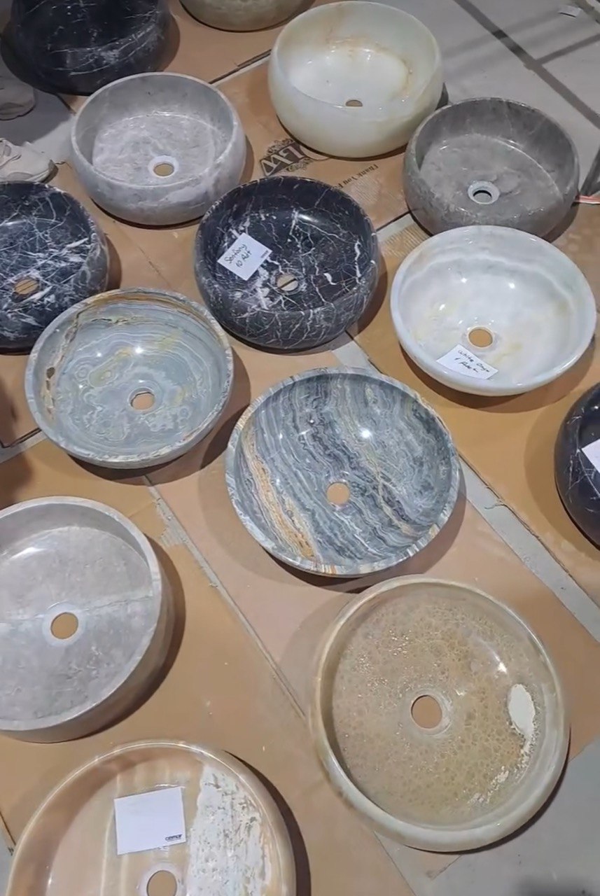 Carved Round Stone Sink