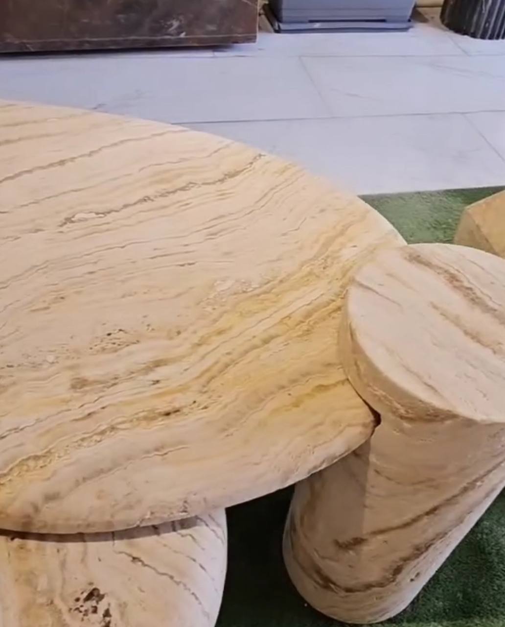Contemporary Travertine Coffee Table Set