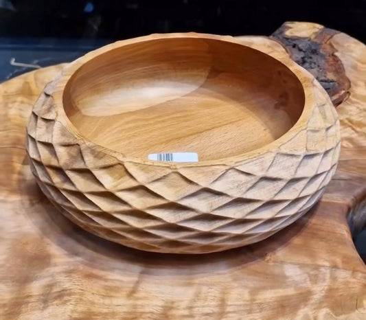 Carved Walnut Wooden Bowl