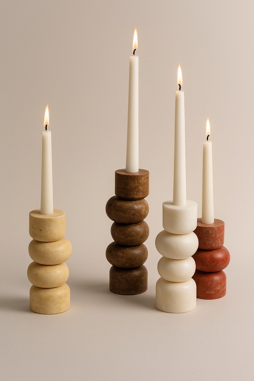 Modern Stone Candle Holders
