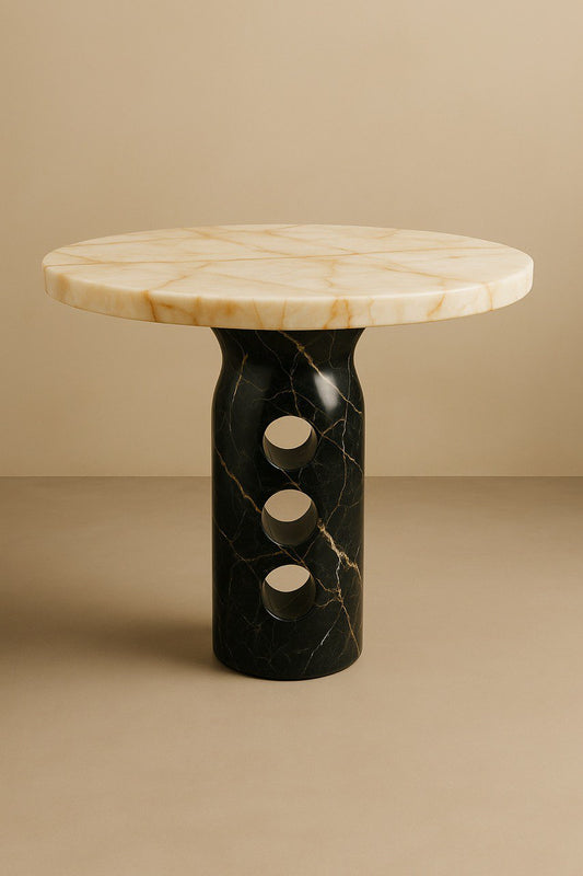 Elegant Modern Marble And Onyx Side Table