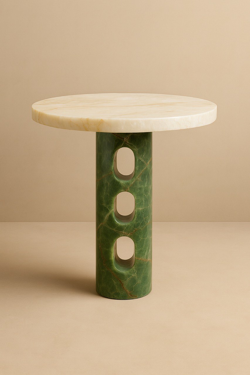 Elegant Modern Marble And Onyx Side Table