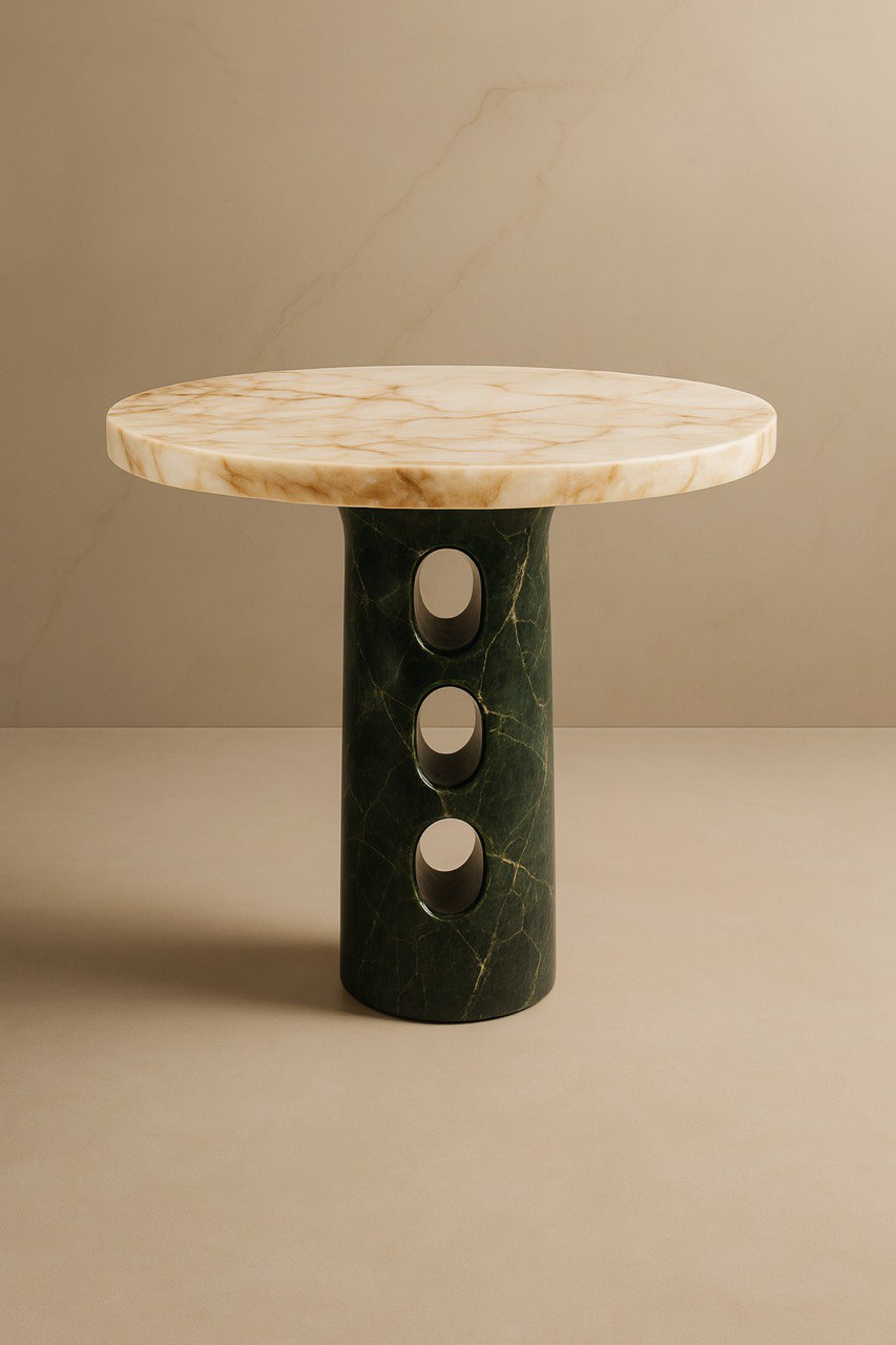Elegant Modern Marble And Onyx Side Table