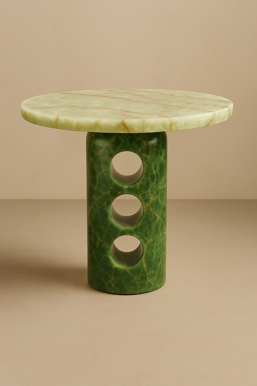 Elegant Modern Marble And Onyx Side Table